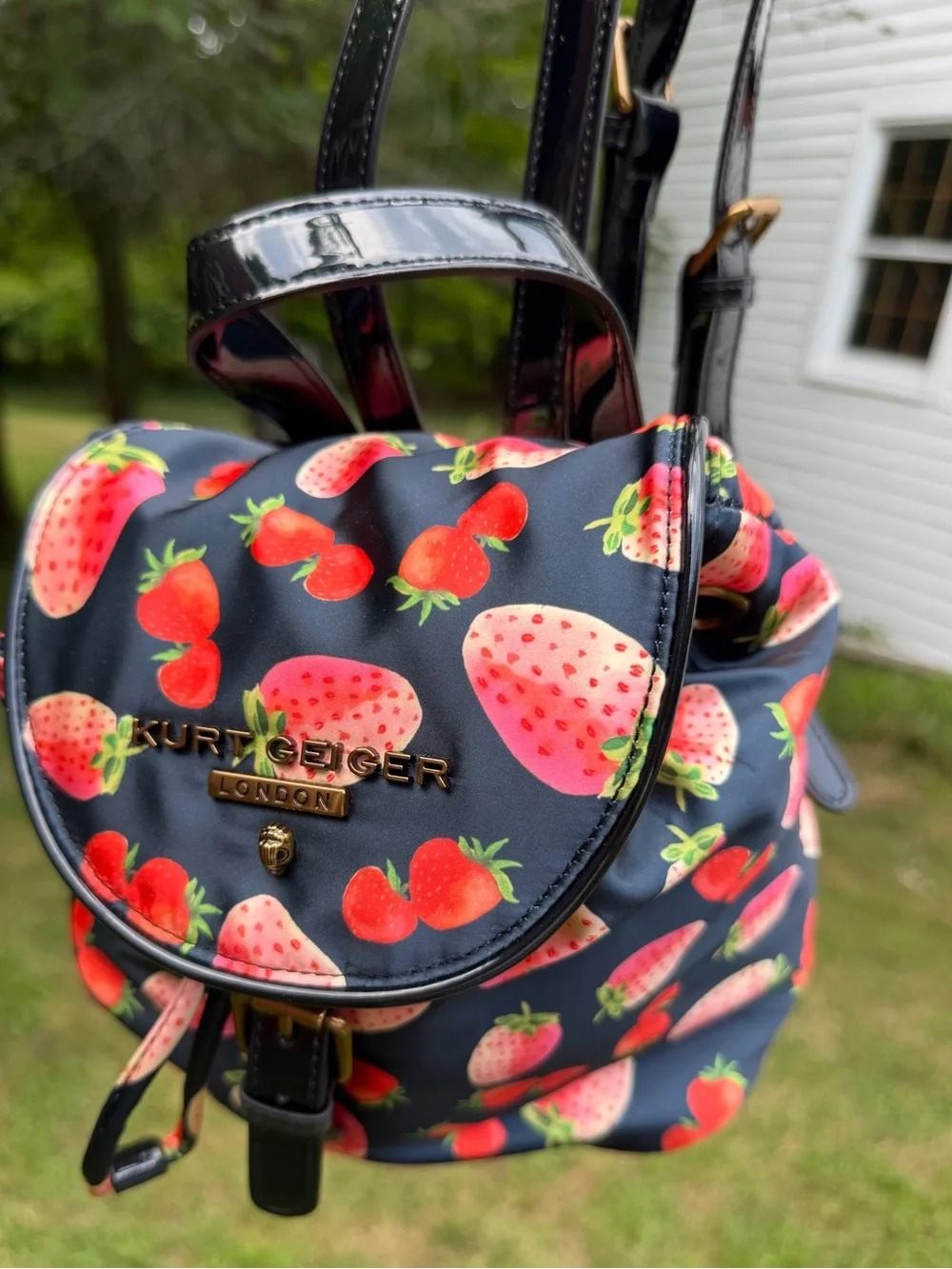Kurt Geiger London Portobello Strawberry Print Small Backpack NWT